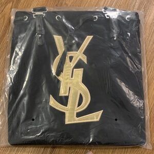 Yves Saint Laurent Black and Gold Backpack